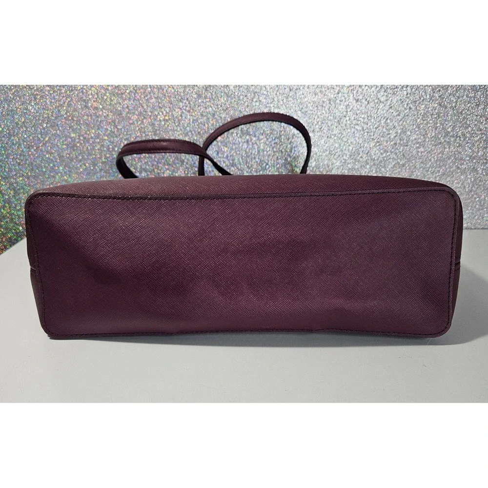 MICHAEL KORS Jet Set Travel Plum Saffiano Leather MicroStud Tote Bag Burgundy